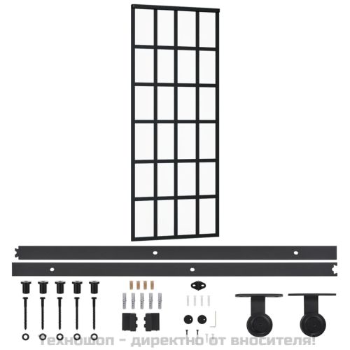 Плъзгаща се врата с механизъм, ESG стъкло и алуминий, 76x205 см