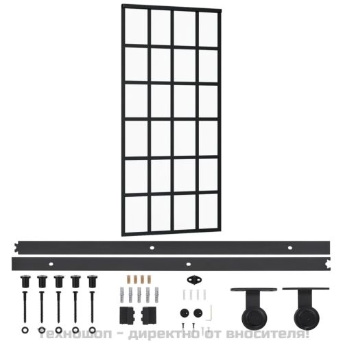 Плъзгаща се врата с механизъм, ESG стъкло и алуминий, 90x205 см