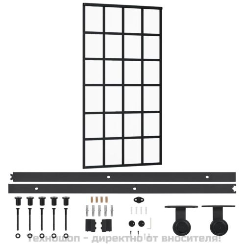 Плъзгаща се врата с механизъм ESG стъкло и алуминий 102x205 см