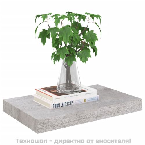 Окачени стенни рафтове, 4 бр, бетонно сиви, 40x23x3,8 см, МДФ