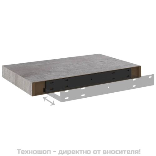 Окачени стенни рафтове, 4 бр, бетонно сиви, 40x23x3,8 см, МДФ