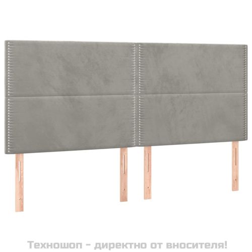 Табла за легло, светло сива, 200x5x118/128 см, кадифе