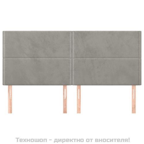Табла за легло, светло сива, 200x5x118/128 см, кадифе