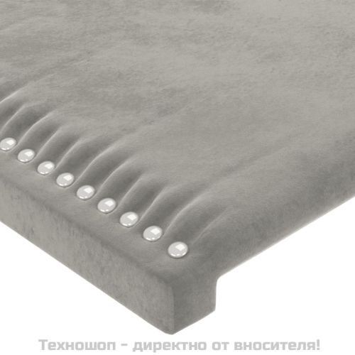 Табла за легло, светло сива, 200x5x118/128 см, кадифе