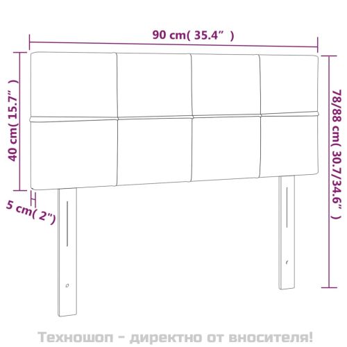 Горна табла за легло, светлосива, 90x5x78/88 см кадифе