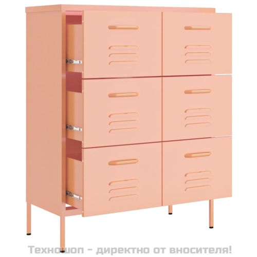 Шкаф с чекмеджета, розов, 80х35х101,5 см, стомана