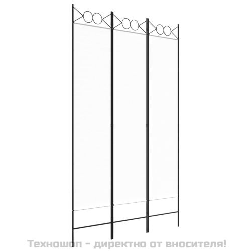 Параван за стая, 3 панела, бял, 120x200 см, текстил