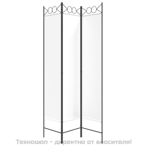 Параван за стая, 3 панела, бял, 120x200 см, текстил