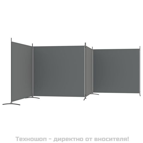 Параван за стая, 4 панела, антрацит, 698x180 cм, текстил
