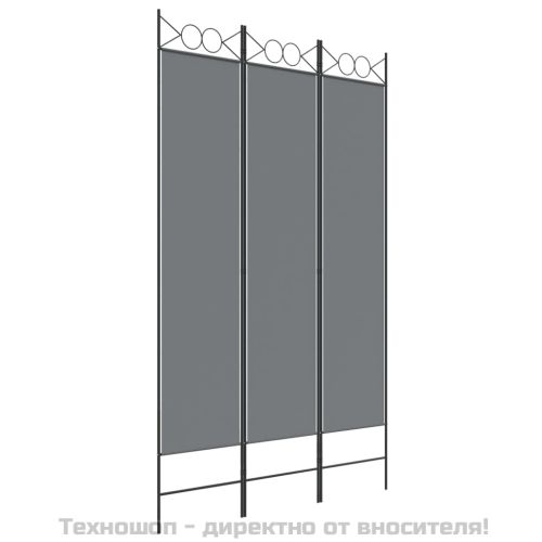 Параван за стая, 3 панела, антрацит, 120x200 cм, текстил