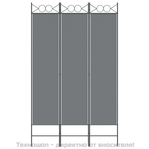 Параван за стая, 3 панела, антрацит, 120x200 cм, текстил