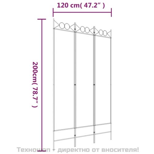 Параван за стая, 3 панела, антрацит, 120x200 cм, текстил