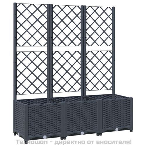 Градински сандък с пергола, синьо сив, 120x40x136 см, PP