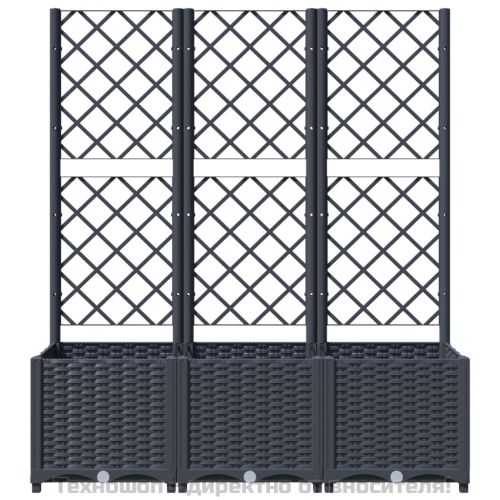 Градински сандък с пергола, синьо сив, 120x40x136 см, PP