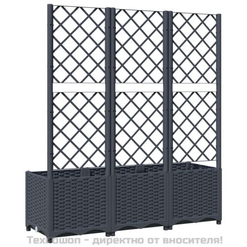 Градински сандък с пергола, синьо сив, 120x40x136 см, PP