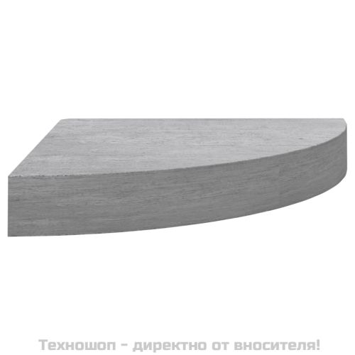 Стенни ъглови рафтове, 4 бр, бетонно сиво, 25x25x3,8 см, МДФ