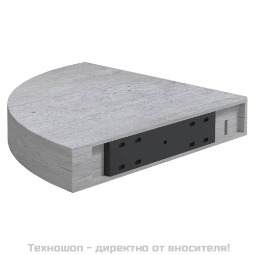 Стенни ъглови рафтове, 4 бр, бетонно сиво, 25x25x3,8 см, МДФ
