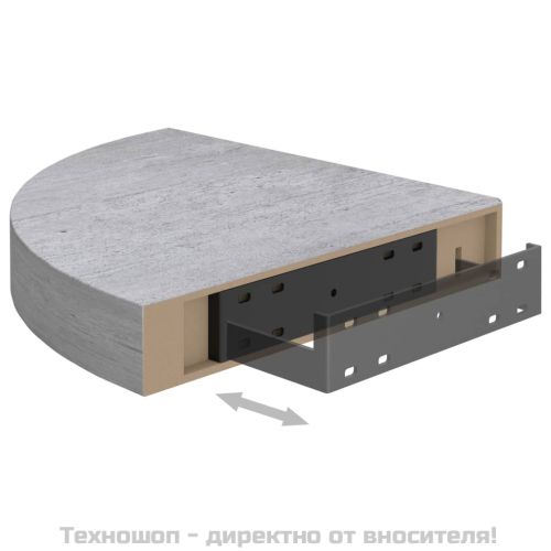 Стенни ъглови рафтове, 4 бр, бетонно сиво, 25x25x3,8 см, МДФ