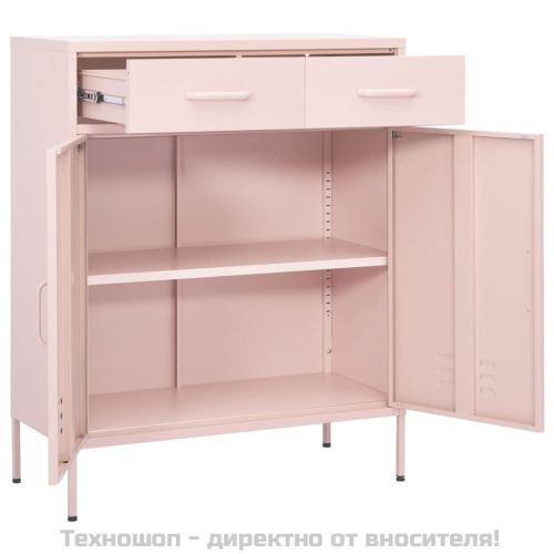 Шкаф за съхранение, розов, 80х35х101,5 см, стомана