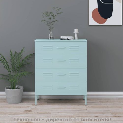 Шкаф с чекмеджета, мента, 80х35х101,5 см, стомана