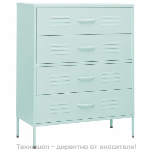 Шкаф с чекмеджета, мента, 80х35х101,5 см, стомана