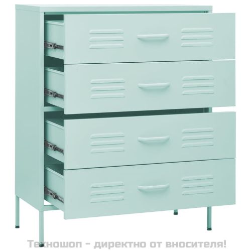 Шкаф с чекмеджета, мента, 80х35х101,5 см, стомана