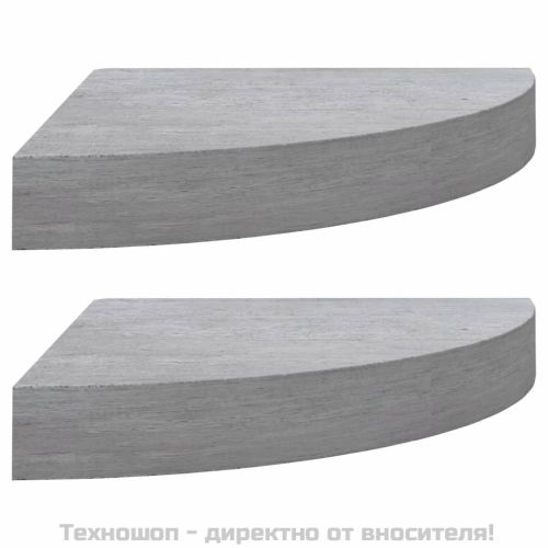 Стенни ъглови рафтове, 2 бр, бетонно сиво, 25x25x3,8 см, МДФ