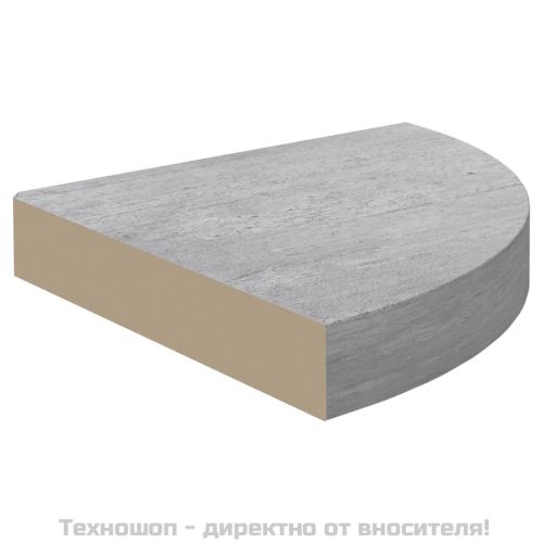 Стенни ъглови рафтове, 2 бр, бетонно сиво, 25x25x3,8 см, МДФ