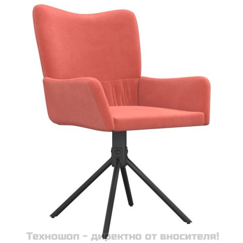 Въртящи трапезни столове, 2 бр, розови, кадифе