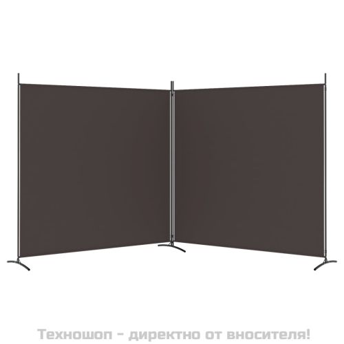 Параван за стая, 2 панела, кафяв, 348x180 см, плат