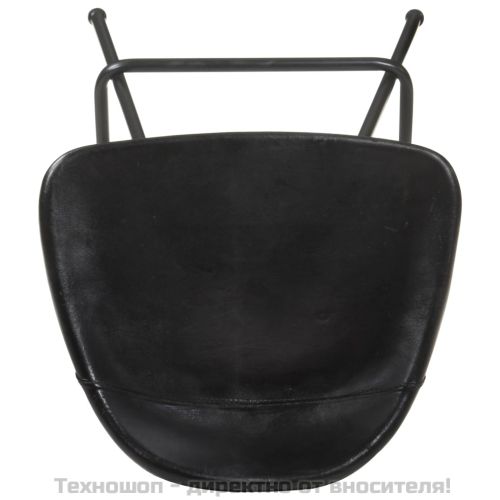 Бар табуретки, 4 бр, черни, естествена кожа