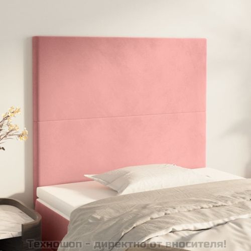 Табла за легло, розова, 100x5x118/128 см, кадифе