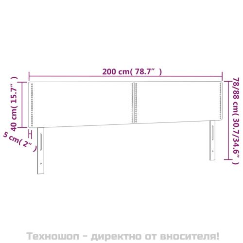 Табла за легло, тъмносива, 200x5x78/88 см, кадифе