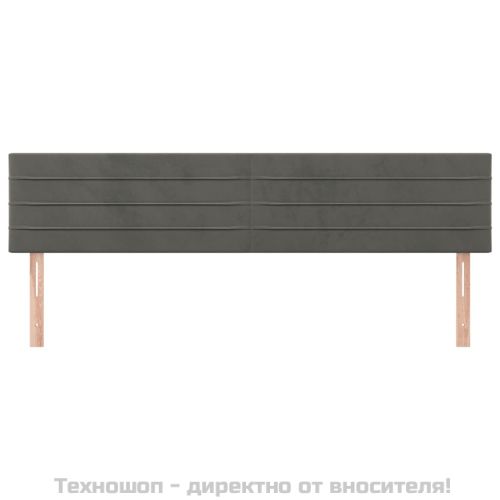 Горни табли за легло, 2 бр, тъмносиви, 100x5x78/88 см, кадифе