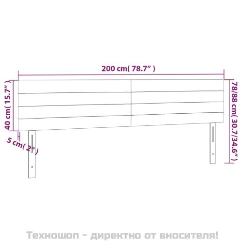 Горни табли за легло, 2 бр, тъмносиви, 100x5x78/88 см, кадифе