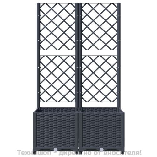 Градинска саксия с решетка, синьо-сива, 80x40x136 см, полипропилен