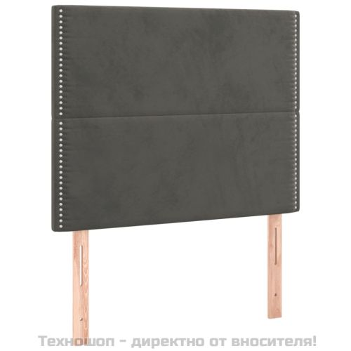 Табла за легло, тъмносива, 100x5x118/128 см, кадифе