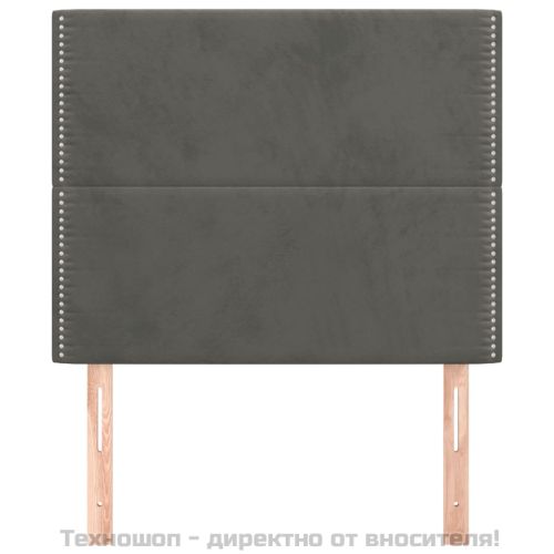 Табла за легло, тъмносива, 100x5x118/128 см, кадифе