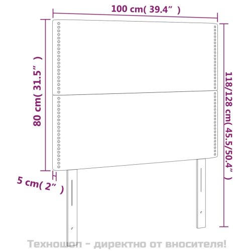 Табла за легло, тъмносива, 100x5x118/128 см, кадифе