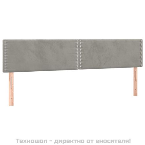 Горни табли за легло, 2 бр, светлосиви, 100x5x78/88 см, кадифе