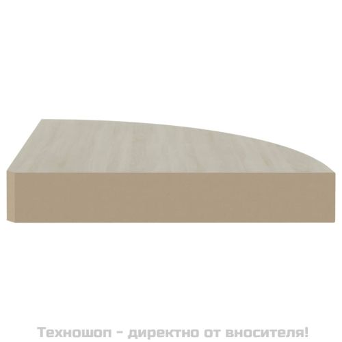 Стенен ъглов рафт, дъб и бяло, 25x25x3,8 см, МДФ