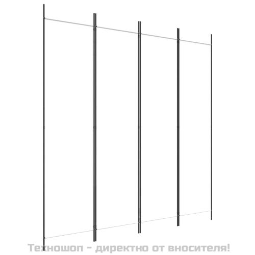Параван за стая, 4 панела, бял, 200x200 см, текстил