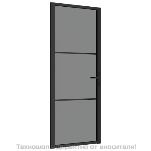 Интериорна врата 83x201,5 см черна ESG стъкло и алуминий