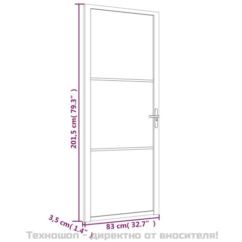 Интериорна врата 83x201,5 см черна ESG стъкло и алуминий