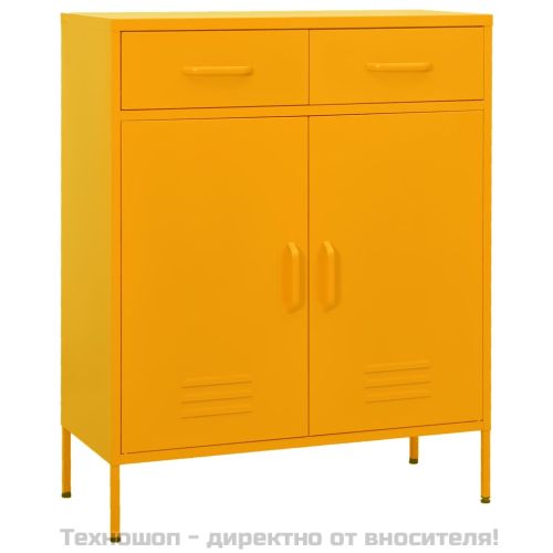 Шкаф за съхранение, горчица, 80х35х101,5 см, стомана