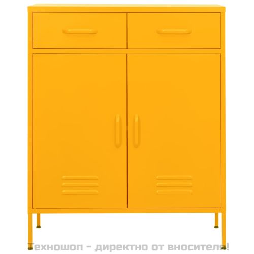 Шкаф за съхранение, горчица, 80х35х101,5 см, стомана