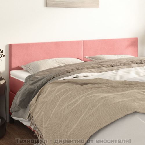 Табла за легло, розови, 200x5x78/88 см, кадифе