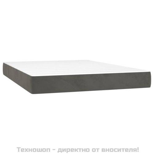 Матрак за легло с покет пружини средна твърдост тъмносив 140x200x20 см кадифе