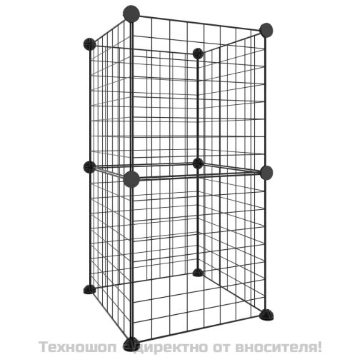 Клетка за домашни любимци, 8 панела, черна, 35x35 см, стомана