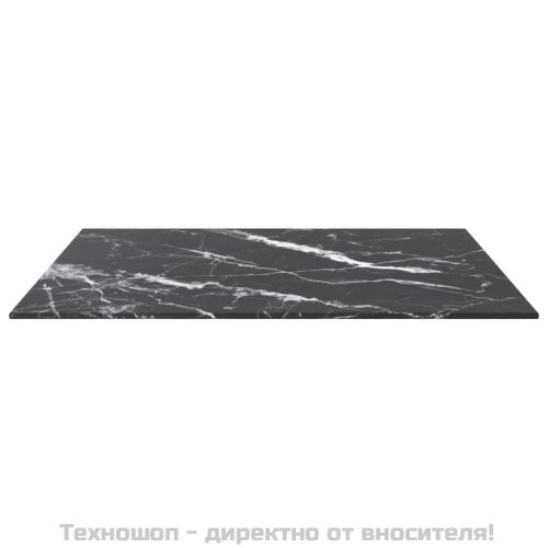Плот за маса черен 60x60см 6мм закалено стъкло мраморен дизайн